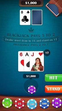 Blackjack 21: casino card game screenshots