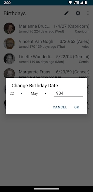 Birthday reminder screenshots