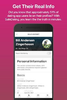 SafeDating: Background Check Y screenshots
