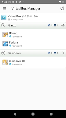 VirtualBox Manager screenshots