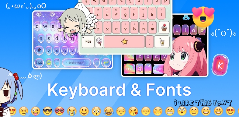 Keyboard themes : fonts, emoji screenshots