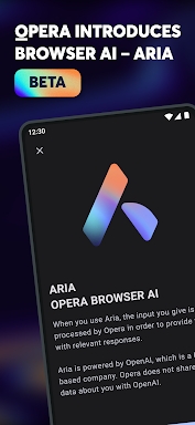 Opera browser beta with AI screenshots