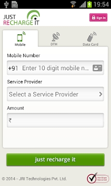 Mobile, DTH, Datacard Recharge screenshots