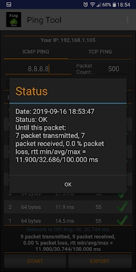 Ping: test high latency, delay screenshots