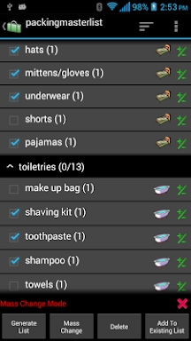 Packing List screenshots