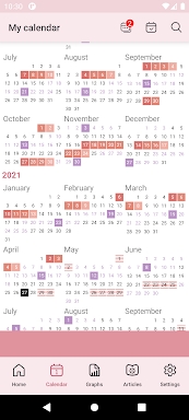 WomanLog Period Calendar screenshots