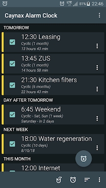 Alarm clock + calendar + tasks screenshots