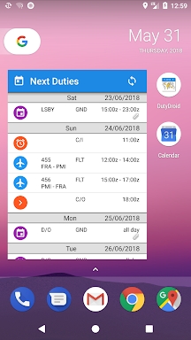 DutyDroid - airline crew app screenshots