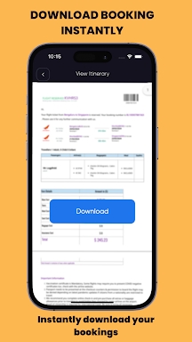 FlightGen Flight Itinerary App screenshots