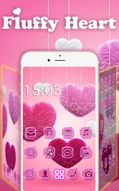 Fluffy diamond Hearts Theme: Pink Comics Launcher screenshots