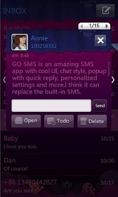 GO SMS Pro Purple theme screenshots
