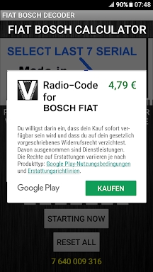 Radio Code FITS Bosch Fiat screenshots