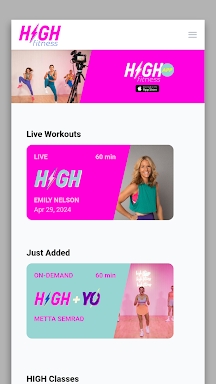 HIGH Fitness App screenshots