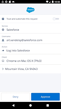 Salesforce Authenticator screenshots