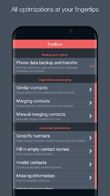 Contacts Optimizer screenshots