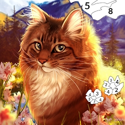 Cat Color by Number Paint Game