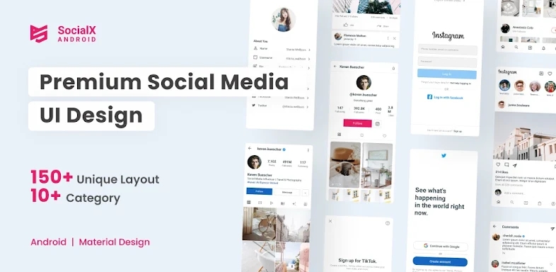 SocialX - Social Media UI screenshots