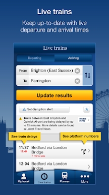 National Rail Enquiries screenshots