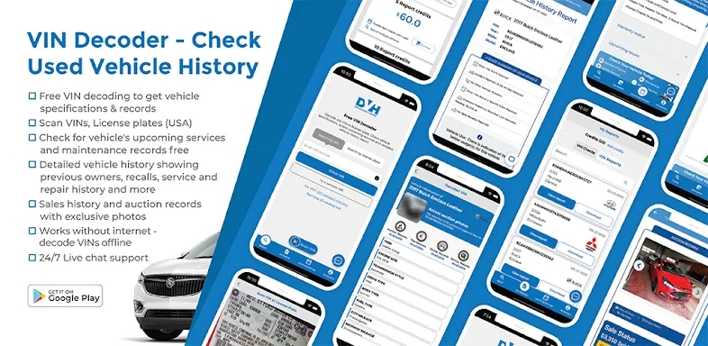 VIN Decoder & Vehicle History screenshots