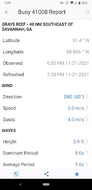 NOAA Buoy Reports & Data screenshots