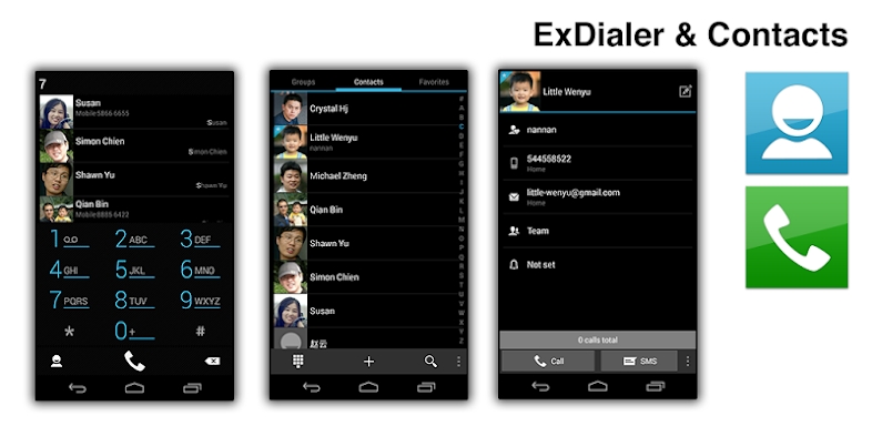 exDialer Black ICS Theme screenshots