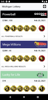 Michigan lottery results screenshots