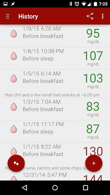 Blood Glucose Tracker screenshots