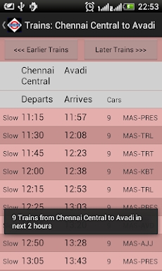 Chennai Local Train Timetable screenshots