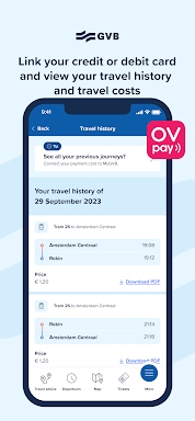 GVB travel app screenshots