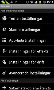 GO LauncherEX Swedish language screenshots
