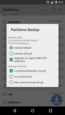 Partitions Backup & Restore screenshots