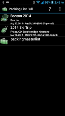 Packing List screenshots