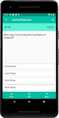 Tutorial for Android : Quiz an screenshots