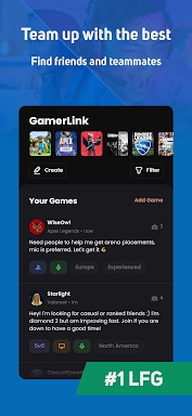 GamerLink LFG: Teams & Friends screenshots