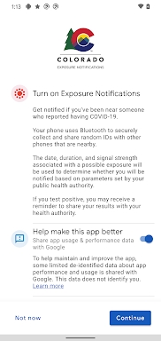 CO Exposure Notifications screenshots