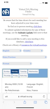 NA Meeting Search screenshots
