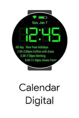 Calendar Digital for Samsung Watch screenshots