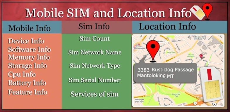 Mobile, SIM and Location Info screenshots