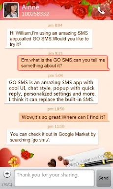 GO SMS Pro Valentine's Day the screenshots