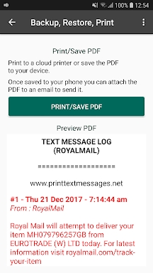 Print Text Messages (Backup, Restore & Print) screenshots
