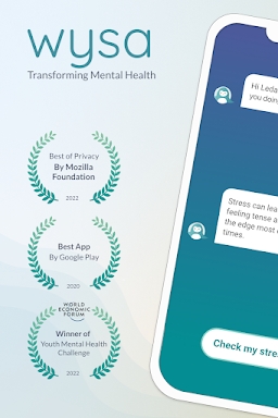 Wysa: Anxiety, therapy chatbot screenshots