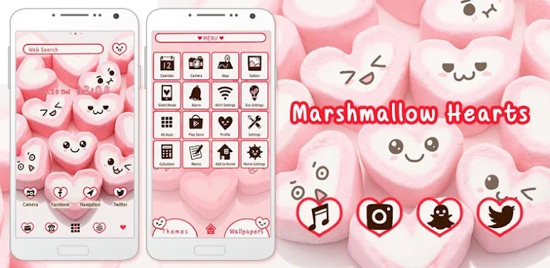Marshmallow Hearts +HOME Theme screenshots