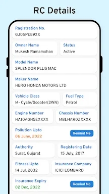 RTO Vehicle Information screenshots