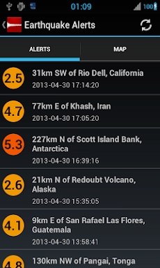 Earthquake Alerts Tracker screenshots