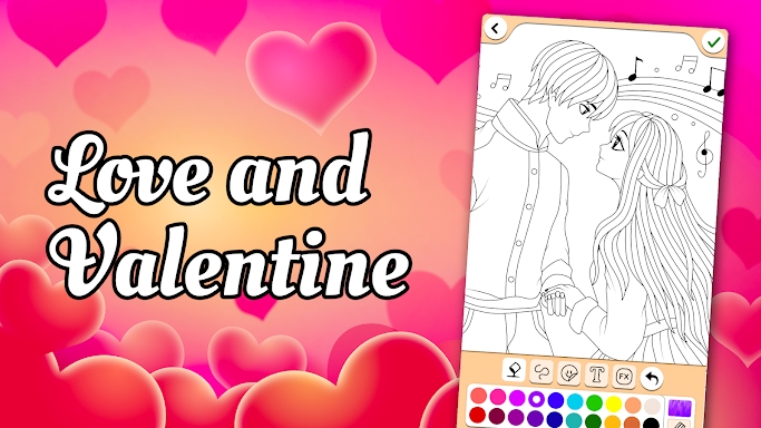 Valentines love coloring book screenshots