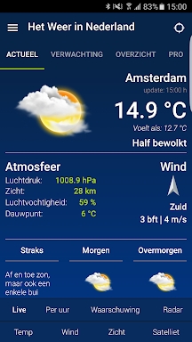 Weather in Holland: the app screenshots