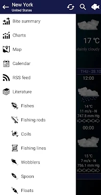 Fishing forecast screenshots