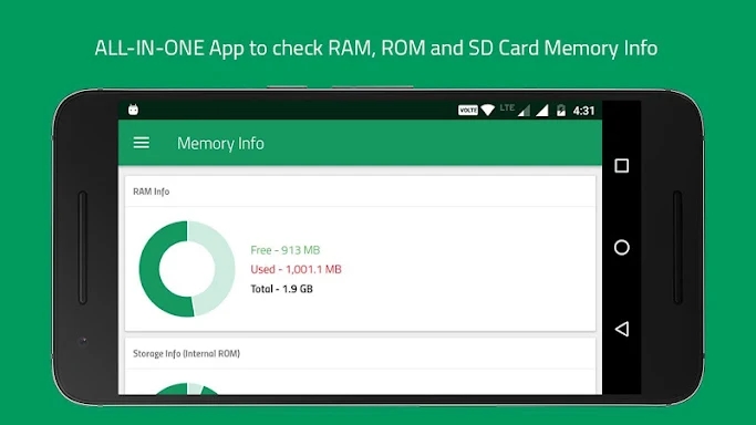Memory Info (RAM, ROM Internal screenshots
