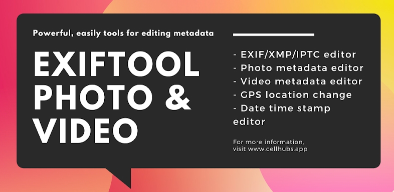 ExifTool for photo and video screenshots