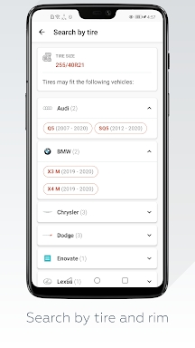 Wheel Size - Fitment database screenshots